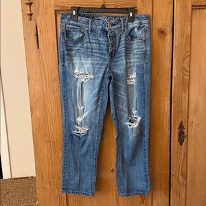 American Eagle Distressed Boy Crop Denim Jeans 10 Regular